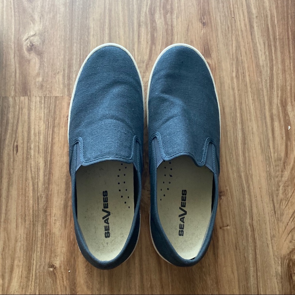 Seavees Baja Dark Navy linen slip on - 11